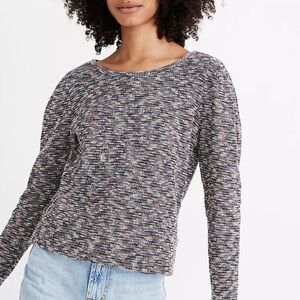 Madewell Multi Knit Top Womens Size XS Pleated Puff Shoulders Casual A1025